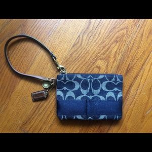 Blue Denim Coach Wristlet